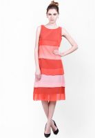 La Zoire Red Colored Solid Shift Dress