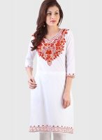 Libas White Printed Kurta