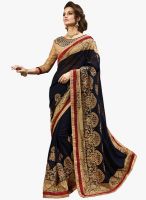 Lookslady Navy Blue Embroidered Saree