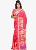 Lookslady Pink Printed Saree