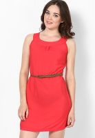 MIAMINX Red Colored Solid Shift Dress