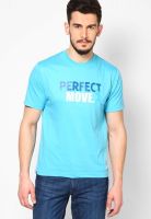 Maxxport Aqua Blue Solid Round Neck T-Shirts