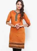 Mytri Orange Solid Kurta