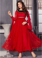Parisha Red Solid Dress Material
