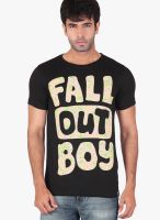 Radbone Black Printed Round Neck T-Shirts