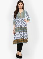 Rain & Rainbow Blue Cotton Anarkali