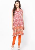 Rain & Rainbow Red Printed Kurta