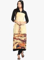 Raindrops Coffee Digital Print Art Crepe Kurta