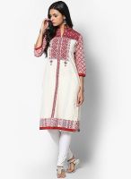 Rangmanch By Pantaloons Cotton Blend Off White Kurti