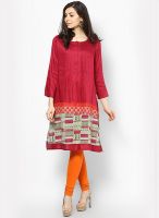 Rangmanch By Pantaloons Fuchsia Cotton Kurta