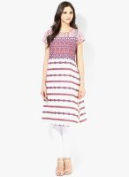 Rangmanch By Pantaloons Off White Printed Kurtas