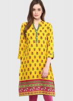 Rangmanch By Pantaloons Yellow Printed Kurtas