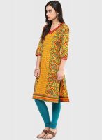 Riya Mustard Yellow Printed Kurtis