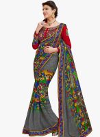 Roop Kashish Grey Printed Saree