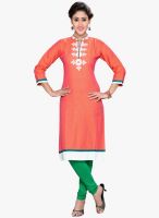 Salwar Studio Orange Embroidered Kurtis