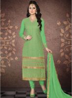 Saree Mall Green Embroidered Dress Material