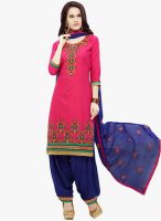 Saree Mall Pink Embroidered Dress Material
