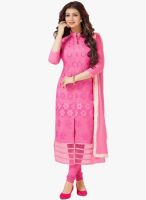 Saree Mall Pink Embroidered Dress Material