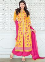 Saree Mall Yellow Embroidered Dress Material