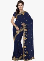 Saree Swarg Blue Embroidered Saree With Blouse