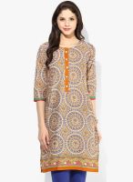 Shree Mustard Yellow Printed Kurtis