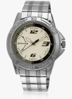 Sonata 77001Sm02a Silver/White Analog Watch