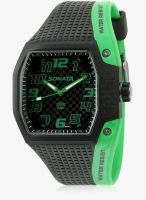 Sonata 77012Pp03 Green/Black Analog Watch