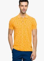 Status Quo Orange Printed Polo T-Shirts