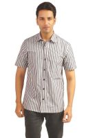 Sterling Men's Striped Formal Grey Shirt