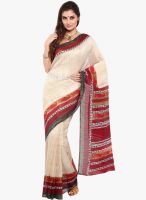 Sudarshan Silk Cream Printed Saree