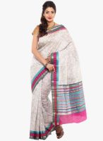 Sudarshan Silk Off White Printed Saree Sudarshan Silk Off White Printed Saree
