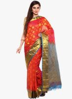 Sudarshan Silk Orange Printed Saree