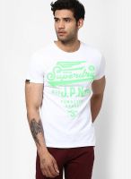 Superdry White Solid Round Neck T-Shirts