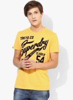 Superdry Yellow Printed Round Neck T-Shirt