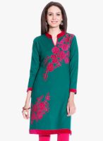 Tab91 Green Embroidered Kurti