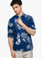 Teemper Printed Blue Casual Shirt