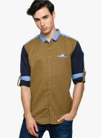 Teemper Solid Brown Casual Shirt
