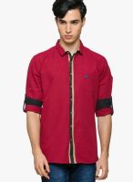 Teemper Solid Maroon Casual Shirt