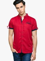 Teemper Solid Red Casual Shirt