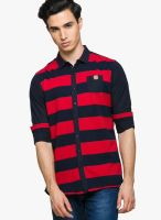 Teemper Striped Red Casual Shirt