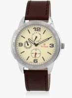 Titan 1585Sl05 Brown/Cream Analog Watch