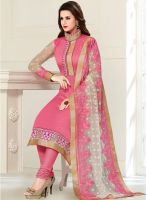 Touch Trends Pink Embroidered Dress Material