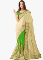 Triveni Sarees Green Embroidered Wedding Wear Saree