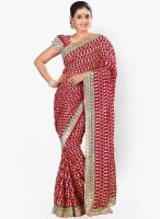 Triveni Sarees Maroon Embroidered Saree