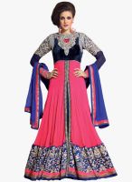 Triveni Sarees Pink Embroidered Dress Material