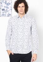 United Colors of Benetton White Printed Slim Fit Casual Shirt