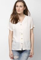 Vero Moda Short Sleeve Off White Solid Shirt