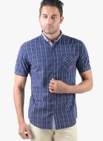 Vintage Blue Check Slim Fit Casual Shirt
