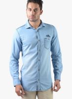 Vintage Light Blue Denim Slim Fit Casual Shirt