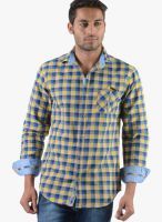 Vintage Yellow Check Slim Fit Casual Shirt